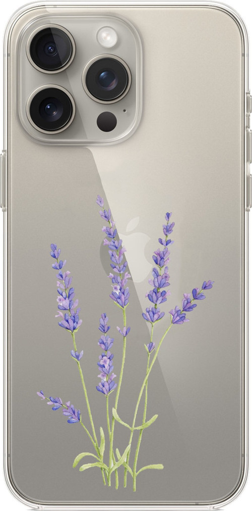 iPhone 15 PRO MAX Uyumlu Lavanta Çiçek Tasarımlı Baskılı Silikon Kılıf