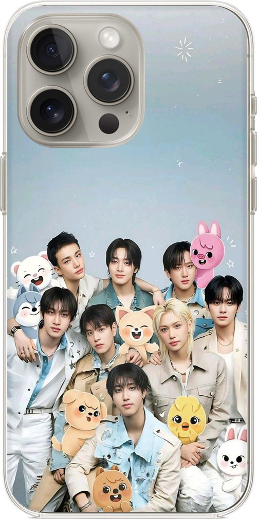 iPhone 15 PRO MAX Uyumlu Tray Kids K-Pop Grubu ve SKZOO Temalı Baskılı Silikon Kılıf