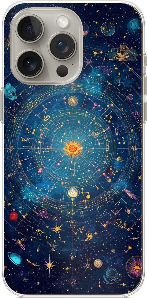 iPhone 15 PRO MAX Uyumlu Yıldız Atlası Kozmik Rehber Baskılı Silikon Kılıf