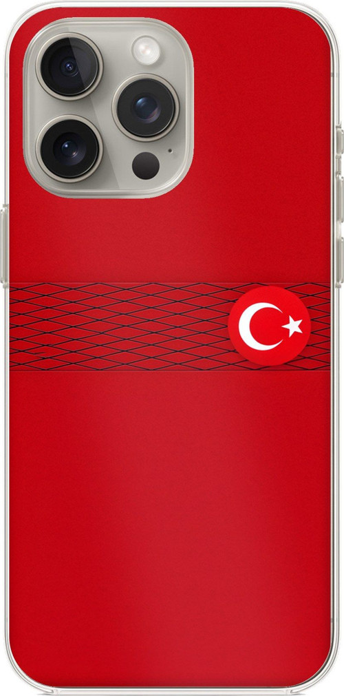 iPhone 15 PRO MAX Uyumlu Türk Milli Takım Izgara Desenli Forma Baskılı Silikon Kılıf