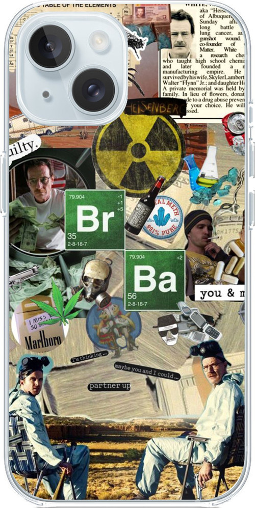 iPhone 15 Uyumlu Breaking Bad Kolaj Baskılı Silikon Kılıf
