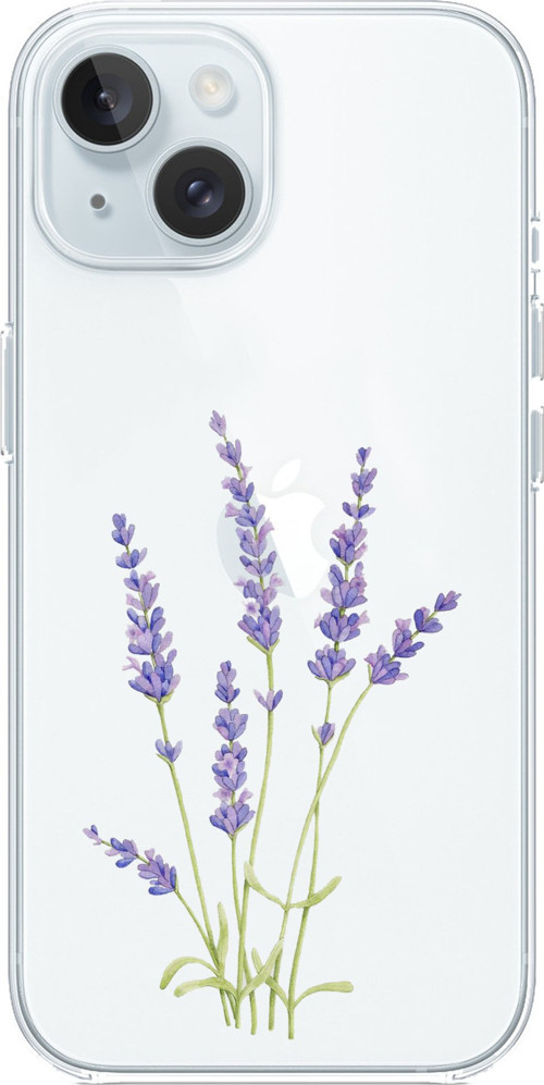 iPhone 15 Uyumlu Lavanta Çiçek Tasarımlı Baskılı Silikon Kılıf