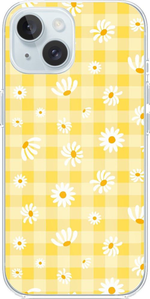 iPhone 15 Uyumlu Sarı Papatya Bahçesi Baskılı Silikon Kılıf