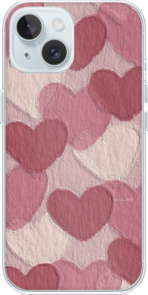 iPhone 15 Uyumlu Pastel Gül Kurusu ve Pembe Kalpli Baskılı Silikon Kılıf
