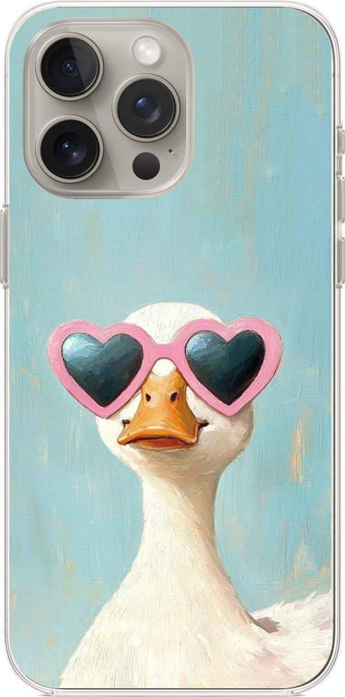 iPhone 15 PRO Uyumlu Yağlı Boya Pop-Art Ördek Baskılı Silikon Kılıf