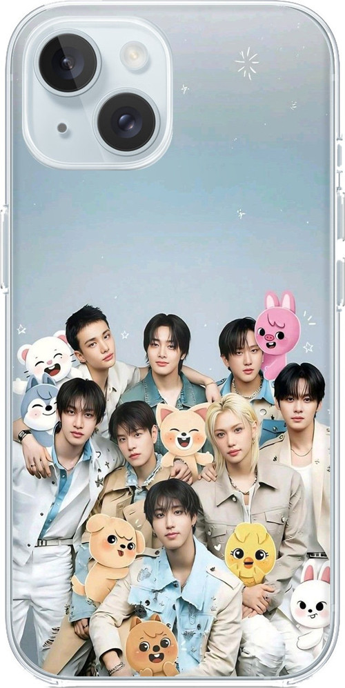 iPhone 15 Uyumlu Tray Kids K-Pop Grubu ve SKZOO Temalı Baskılı Silikon Kılıf