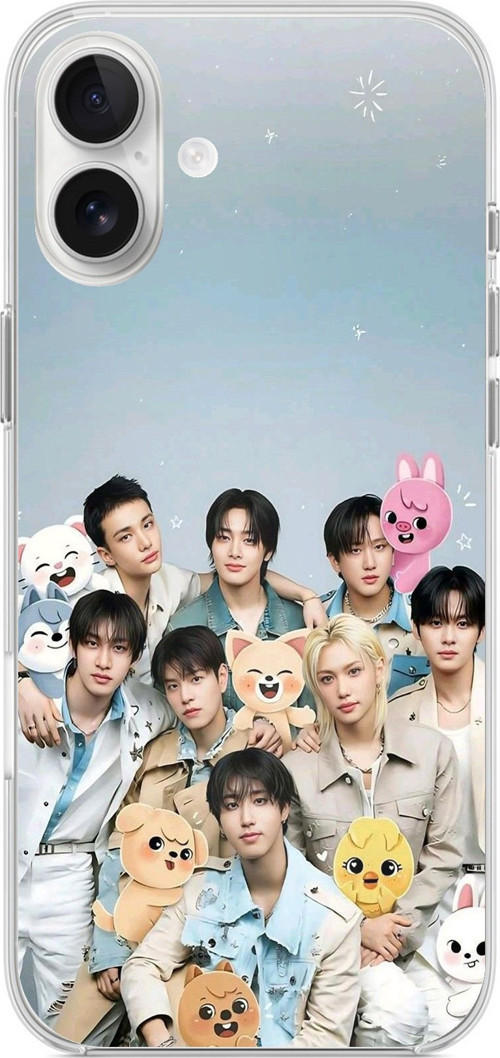 iPhone 16 PLUS Uyumlu Tray Kids K-Pop Grubu ve SKZOO Temalı Baskılı Silikon Kılıf