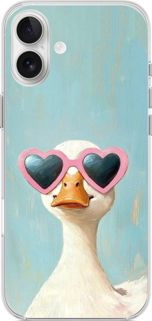 iPhone 16 PLUS Uyumlu Yağlı Boya Pop-Art Ördek Baskılı Silikon Kılıf