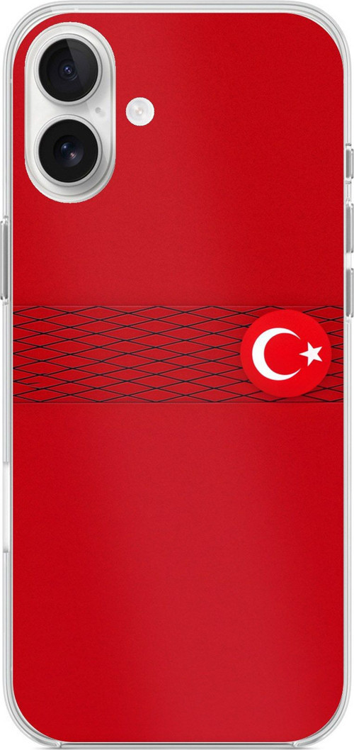 iPhone 16 PLUS Uyumlu Türk Milli Takım Izgara Desenli Forma Baskılı Silikon Kılıf