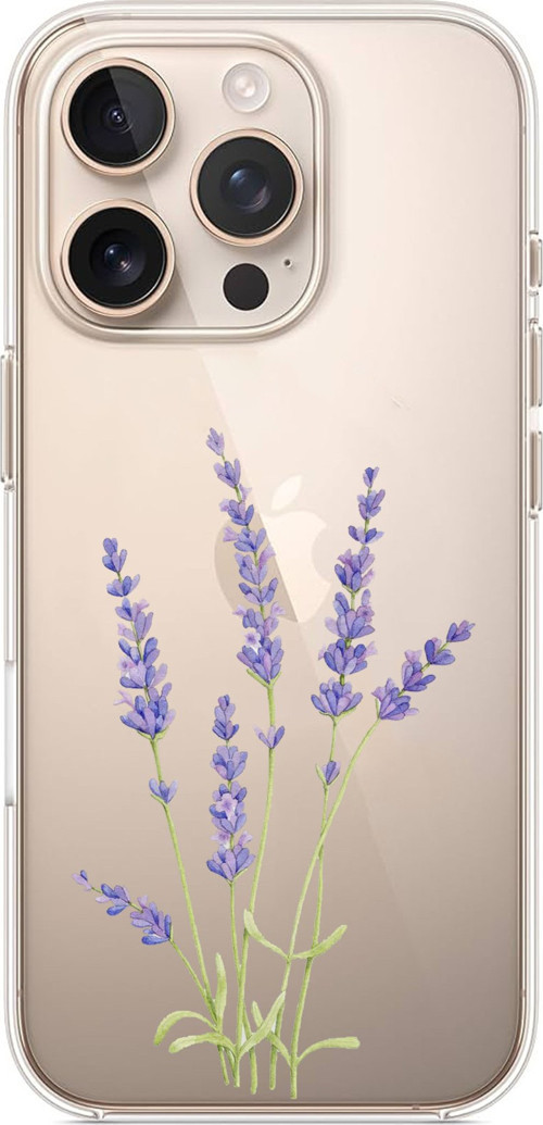 iPhone 16 PRO MAX Uyumlu Lavanta Çiçek Tasarımlı Baskılı Silikon Kılıf