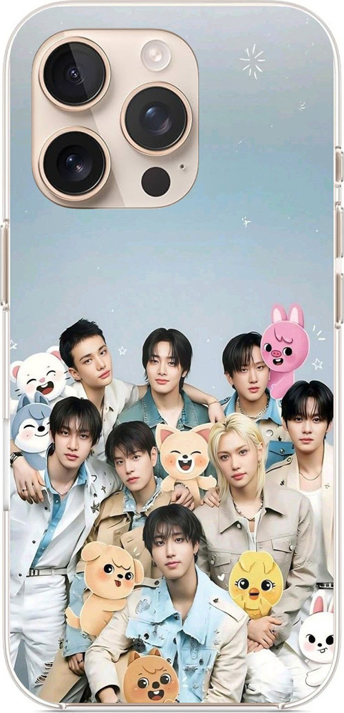 iPhone 16 PRO MAX Uyumlu Tray Kids K-Pop Grubu ve SKZOO Temalı Baskılı Silikon Kılıf