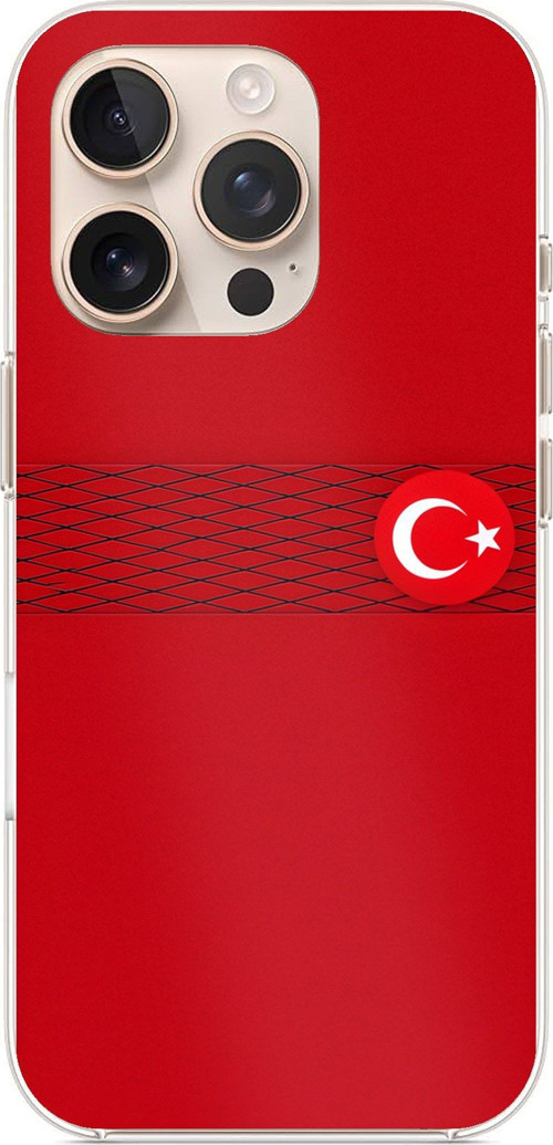 iPhone 16 PRO MAX Uyumlu Türk Milli Takım Izgara Desenli Forma Baskılı Silikon Kılıf
