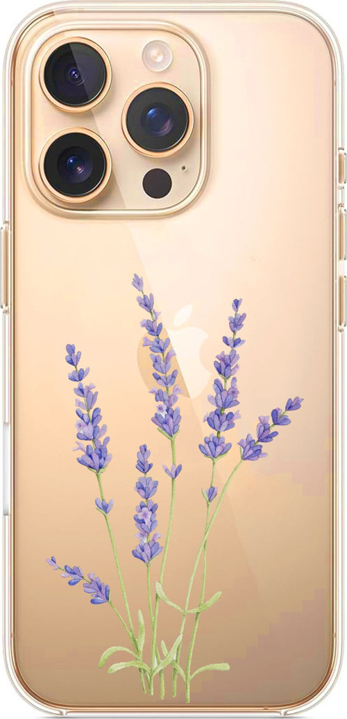 iPhone 16 PRO Uyumlu Lavanta Çiçek Tasarımlı Baskılı Silikon Kılıf