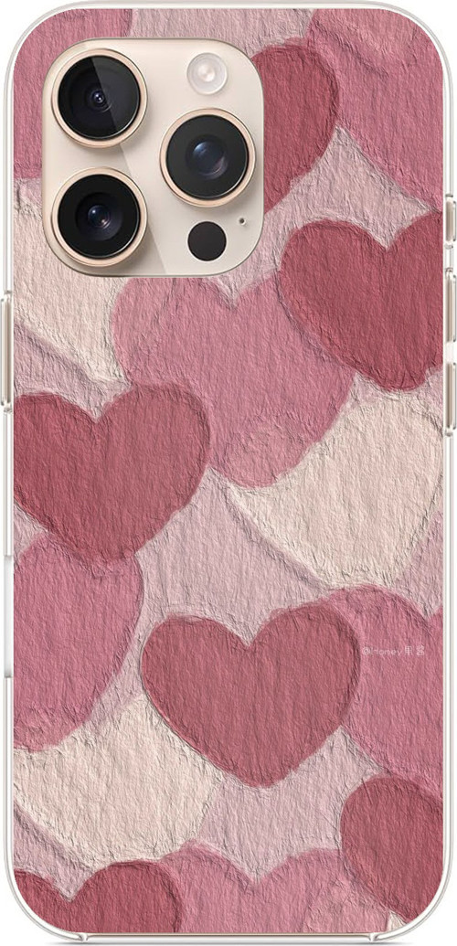 iPhone 16 PRO MAX Uyumlu Pastel Gül Kurusu ve Pembe Kalpli Baskılı Silikon Kılıf
