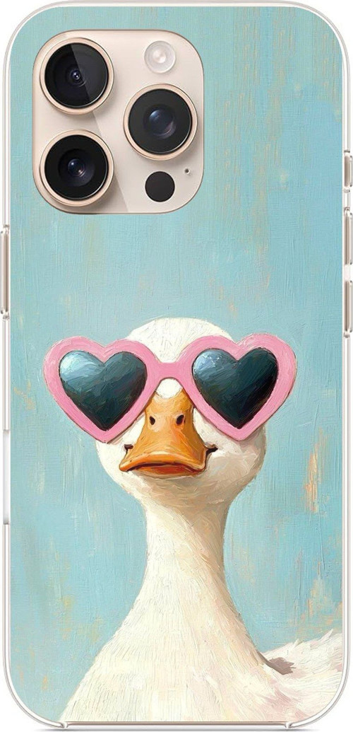 iPhone 16 PRO MAX Uyumlu Yağlı Boya Pop-Art Ördek Baskılı Silikon Kılıf