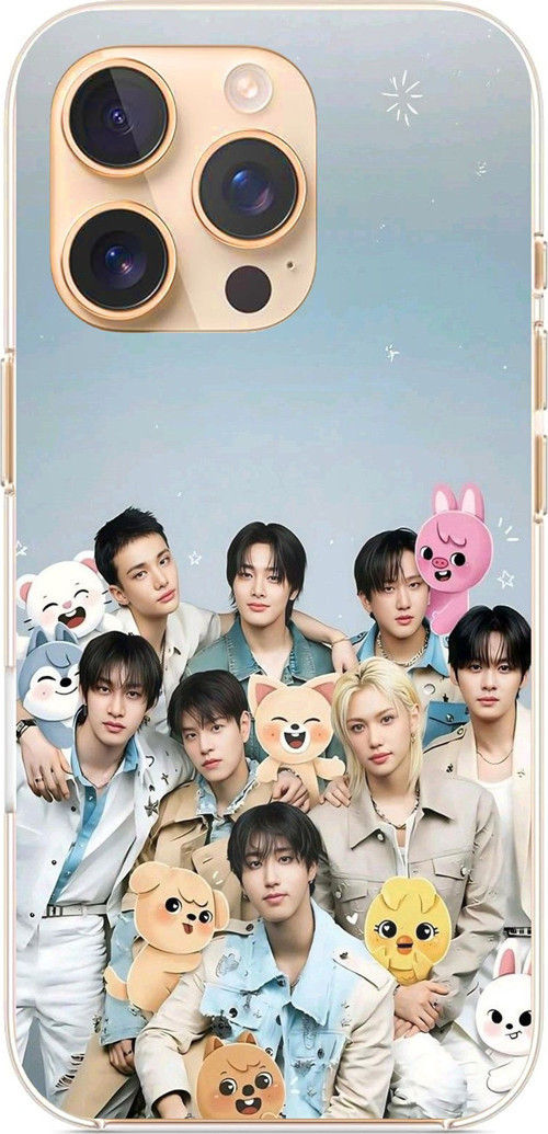 iPhone 16 PRO Uyumlu Tray Kids K-Pop Grubu ve SKZOO Temalı Baskılı Silikon Kılıf