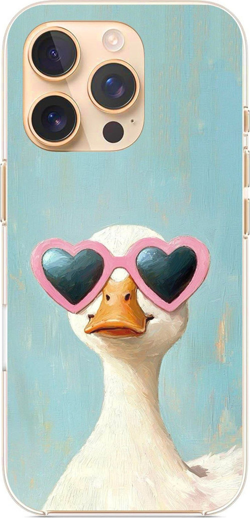 iPhone 16 PRO Uyumlu Yağlı Boya Pop-Art Ördek Baskılı Silikon Kılıf