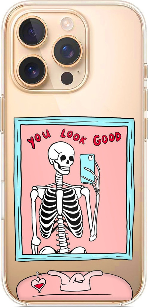 iPhone 16 PRO Uyumlu You Look Good İskelet Tasarımlı Baskılı Silikon Kılıf