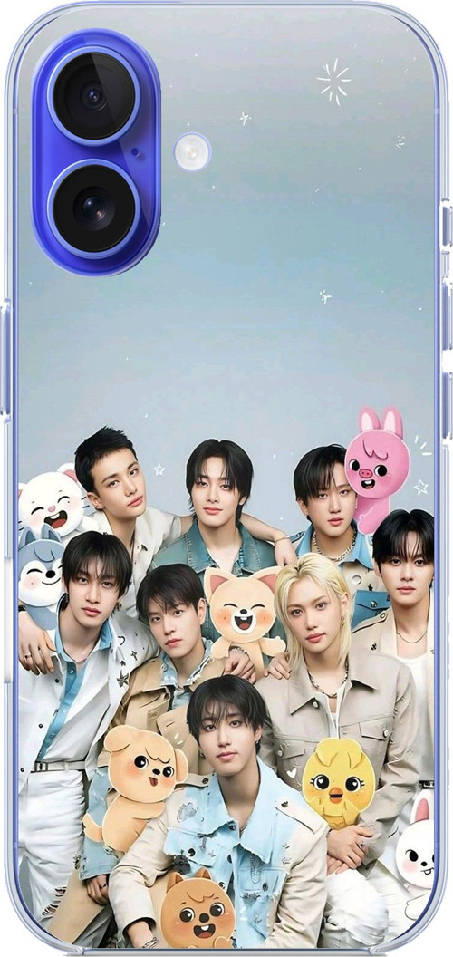 iPhone 16 Uyumlu Tray Kids K-Pop Grubu ve SKZOO Temalı Baskılı Silikon Kılıf
