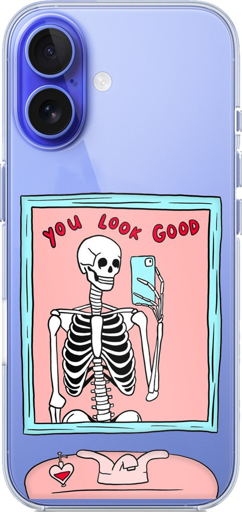 iPhone 16 Uyumlu You Look Good İskelet Tasarımlı Baskılı Silikon Kılıf