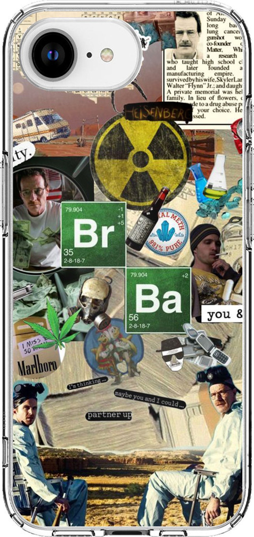 iPhone 16E - 17E Uyumlu Breaking Bad Kolaj Baskılı Silikon Kılıf