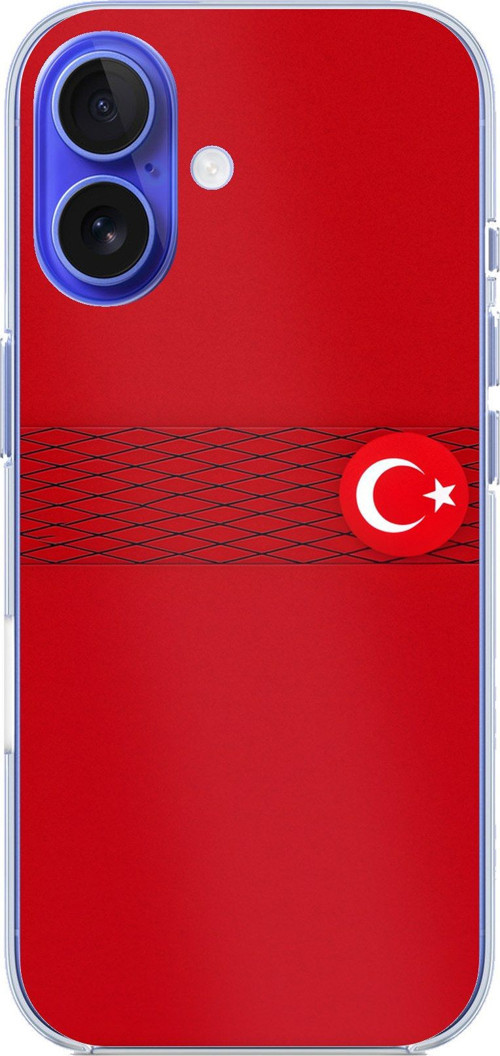 iPhone 16 Uyumlu Türk Milli Takım Izgara Desenli Forma Baskılı Silikon Kılıf