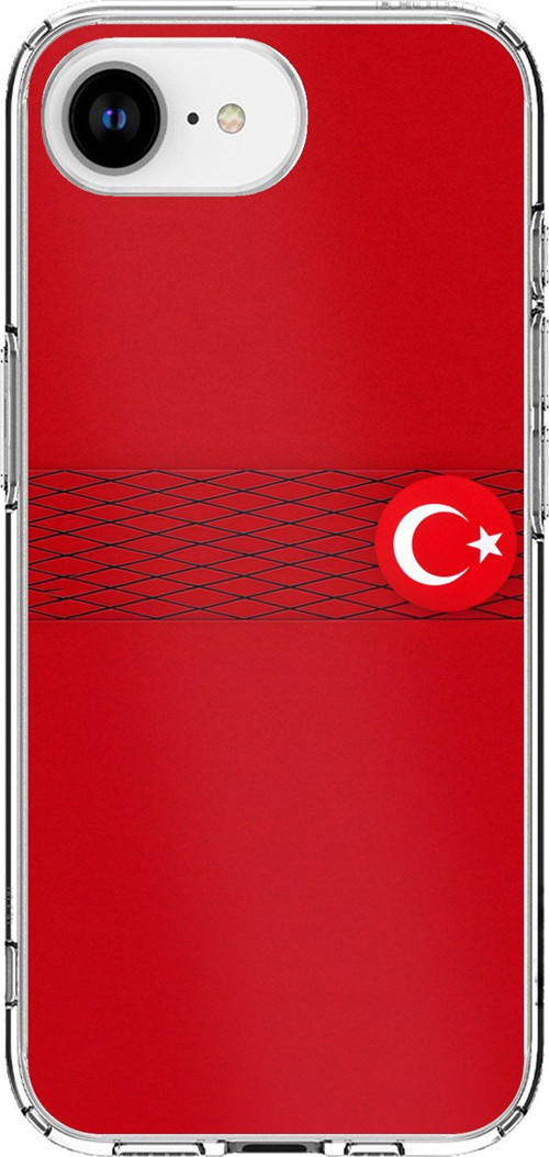 iPhone 16E - 17E Uyumlu Türk Milli Takım Izgara Desenli Forma Baskılı Silikon Kılıf