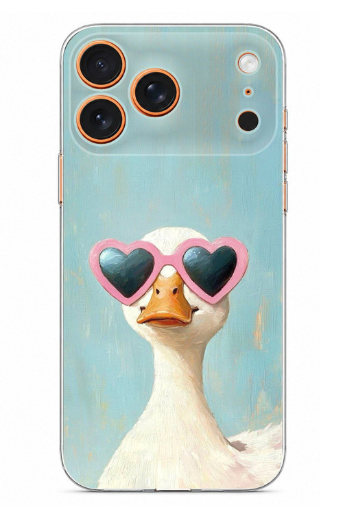 iPhone 17 PRO MAX Uyumlu Yağlı Boya Pop-Art Ördek Baskılı Silikon Kılıf
