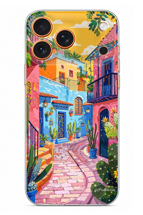 iPhone 17 PRO MAX Uyumlu Renkli Sanat Sokak Silikon Kılıf Baskılı Silikon Kılıf