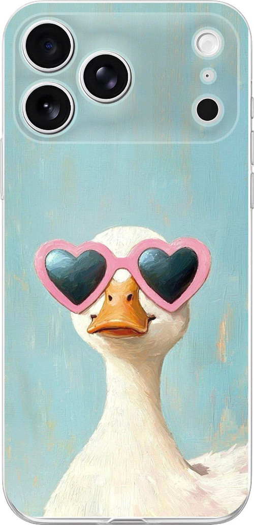 iPhone 17 PRO Uyumlu Yağlı Boya Pop-Art Ördek Baskılı Silikon Kılıf
