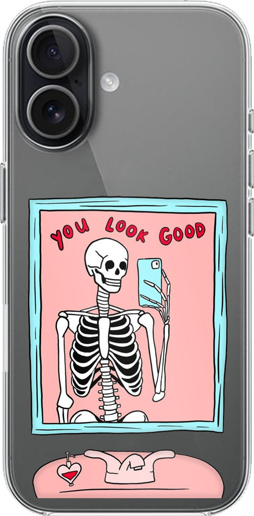 iPhone 17 Uyumlu You Look Good İskelet Tasarımlı Baskılı Silikon Kılıf