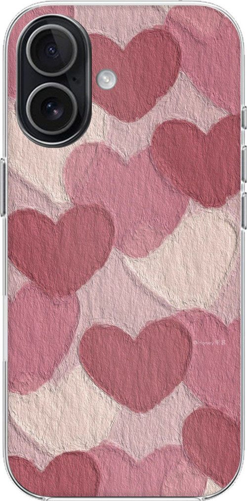 iPhone 17 Uyumlu Pastel Gül Kurusu ve Pembe Kalpli Baskılı Silikon Kılıf