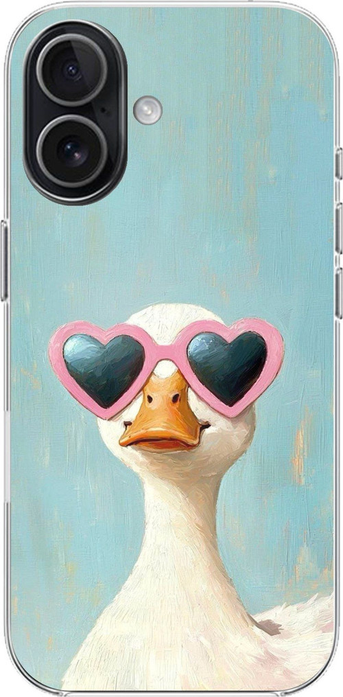 iPhone 17 Uyumlu Yağlı Boya Pop-Art Ördek Baskılı Silikon Kılıf