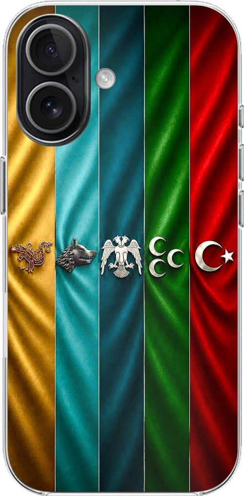 iPhone 17 Uyumlu Tarihi Türk Devletleri Bayrakları Baskılı Silikon Kılıf