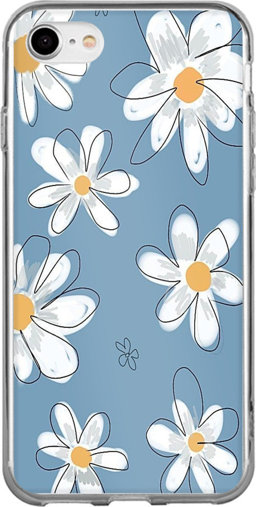 iPhone 6 - 6S Uyumlu Mavi Papatya Bahçesi Baskılı Silikon Kılıf