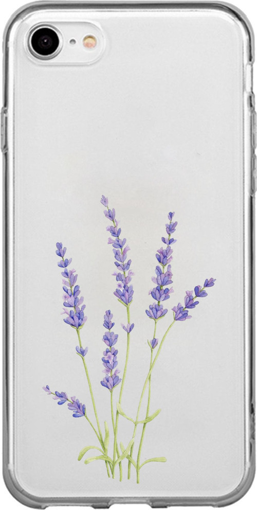 iPhone 7-8-SE 2020 Uyumlu Lavanta Çiçek Tasarımlı Baskılı Silikon Kılıf