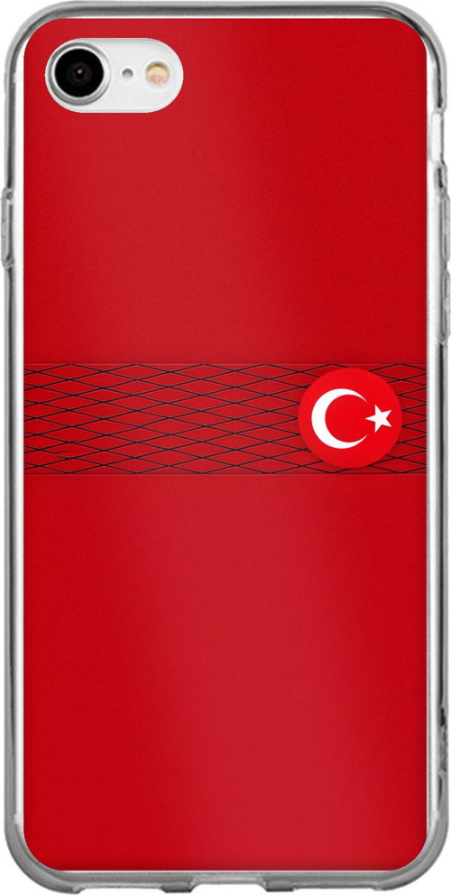 iPhone 7-8-SE 2020 Uyumlu Türk Milli Takım Izgara Desenli Forma Baskılı Silikon Kılıf