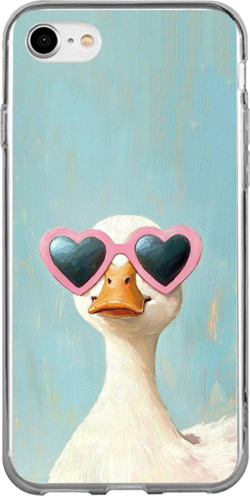 iPhone 7-8-SE 2020 Uyumlu Yağlı Boya Pop-Art Ördek Baskılı Silikon Kılıf