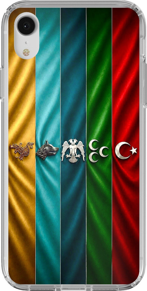 iPhone XR Uyumlu Tarihi Türk Devletleri Bayrakları Baskılı Silikon Kılıf