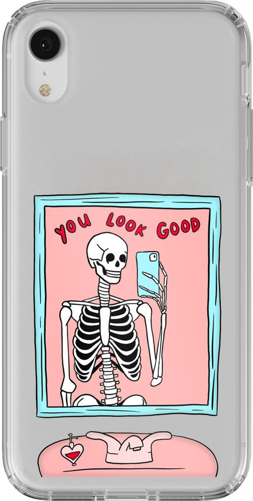 iPhone XR Uyumlu You Look Good İskelet Tasarımlı Baskılı Silikon Kılıf