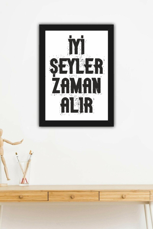 İyi Şeyler Temalı Çerçeveli A4 Dekoratif Tablo