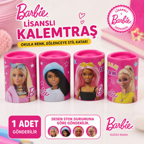 Lisanslı Barbie Metal Kalemtraş Hazneli Tekli Çocuk Okul Kırtasiye Kalem Açacağı