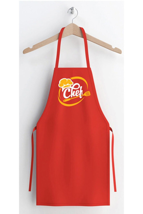 Mutfak Önlüğü Chef Baskılı Kırmızı