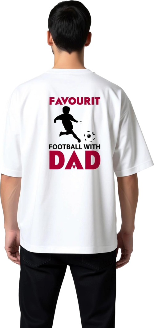 Baba ile Favori Futbol Anısı Baskılı Erkek Oversize Tişört