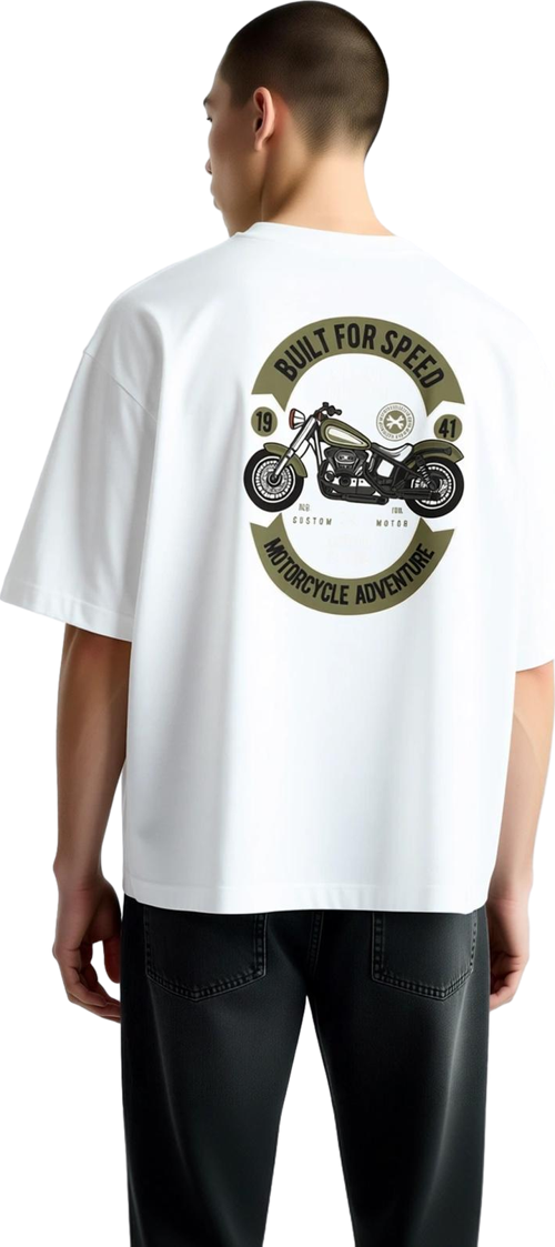 Erkek Oversize Motosiklet Baskılı Tişört Retro Garage Estetikli Klasik Kesim Rahat Günlük Giyim