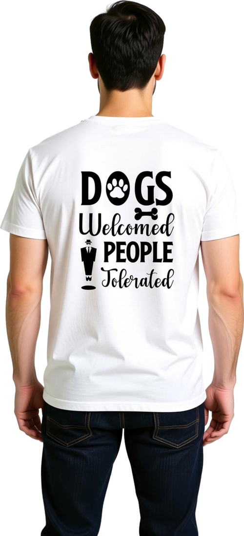 Erkek Grafik Baskılı Pamuk Tişört Köpek Sevgili Mizah Deseni Rahat Kesim Günlük Giyim Modern Şık