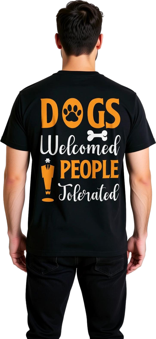 Köpekler Hoşgeldiniz Vintage Stil Baskılı Erkek Tişört