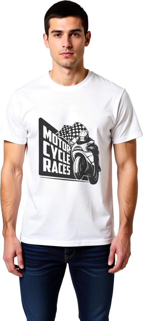 Motor Yarışları Retro Stil Baskılı Erkek Tişört
