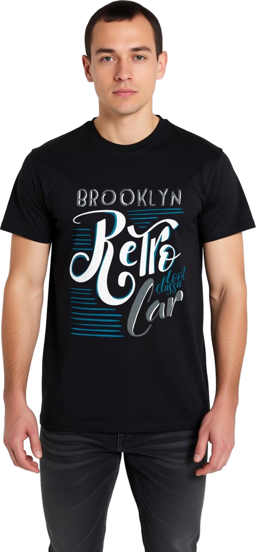 Brooklyn Retro Araba Cool Klasik Baskılı Erkek Tişört