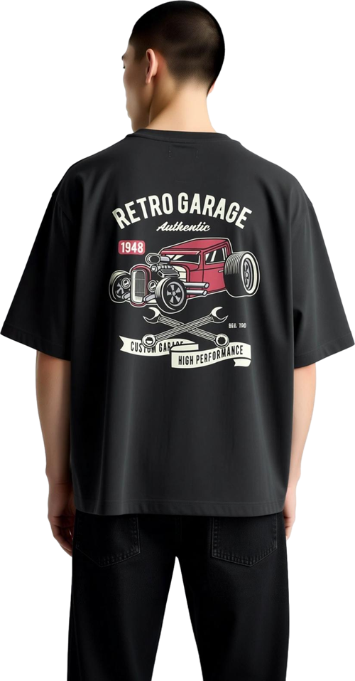 Retro Garaj 1948 Özel Performans Baskılı Erkek Oversize Tişört